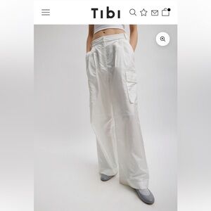 Tibi crispy nylon stella pant, white, size 00